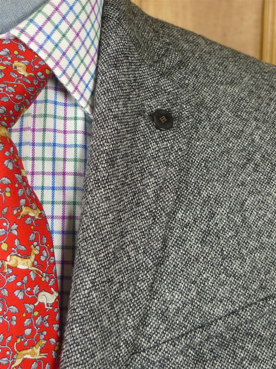 26/0045 immaculate nearly new daks london grey donegal weave norfolk-style tweed jacket w/ quilted lining 39 long