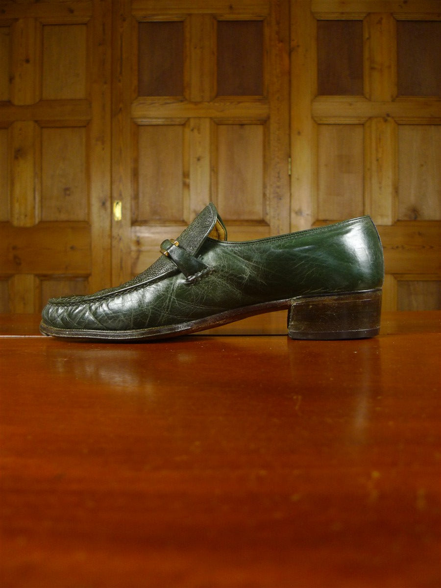 26/0037 vintage green aligator buckle shoe uk 7.5 (uk shipping only)