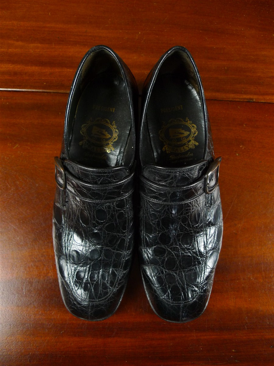 26/0038 vintage bally black crocodile skin buckle shoe uk 7.5 (uk shipping only)