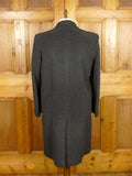 26/0052 vintage 1950s extra heavy crombie textured wool grey overcoat w/ gauntlet cuff 39-40
