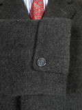 26/0052 vintage 1950s extra heavy crombie textured wool grey overcoat w/ gauntlet cuff 39-40