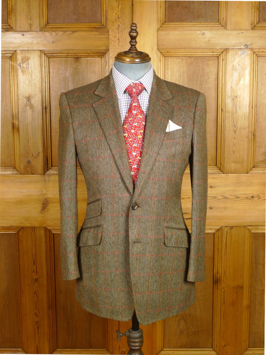 26/0061 near immaculate chester barrie savile row brown / red wp check tweed sports jacket blazer 38 regular