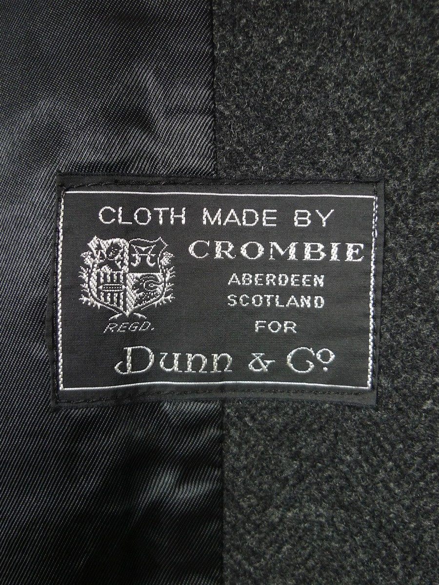 26/0076 nr immaculate vintage crombie charcoal grey herringbone wool overcoat w/ gauntlet cuff 46