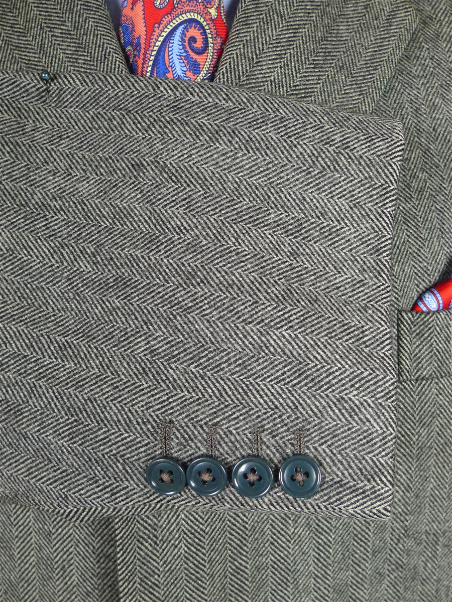 26/0075 immaculate vintage graham browne city of london bespoke grey herringbone wool overcoat w/ burgundy lining 41