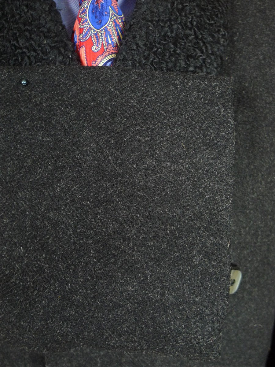 26/0071 immaculate 1960s vintage west of england wool charcoal grey d/b pea coat overcoat w/ astrakhan collar 42
