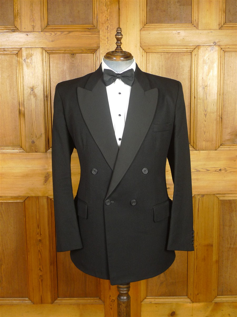 26/0067 immaculate pakeman catto carter black barathea wool / grosgrain facing d/b dinner suit 44 long