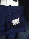 26/0104 immaculate italian bespoke blue wool & cashmere 3-piece evening dinner suit 42 short to regular