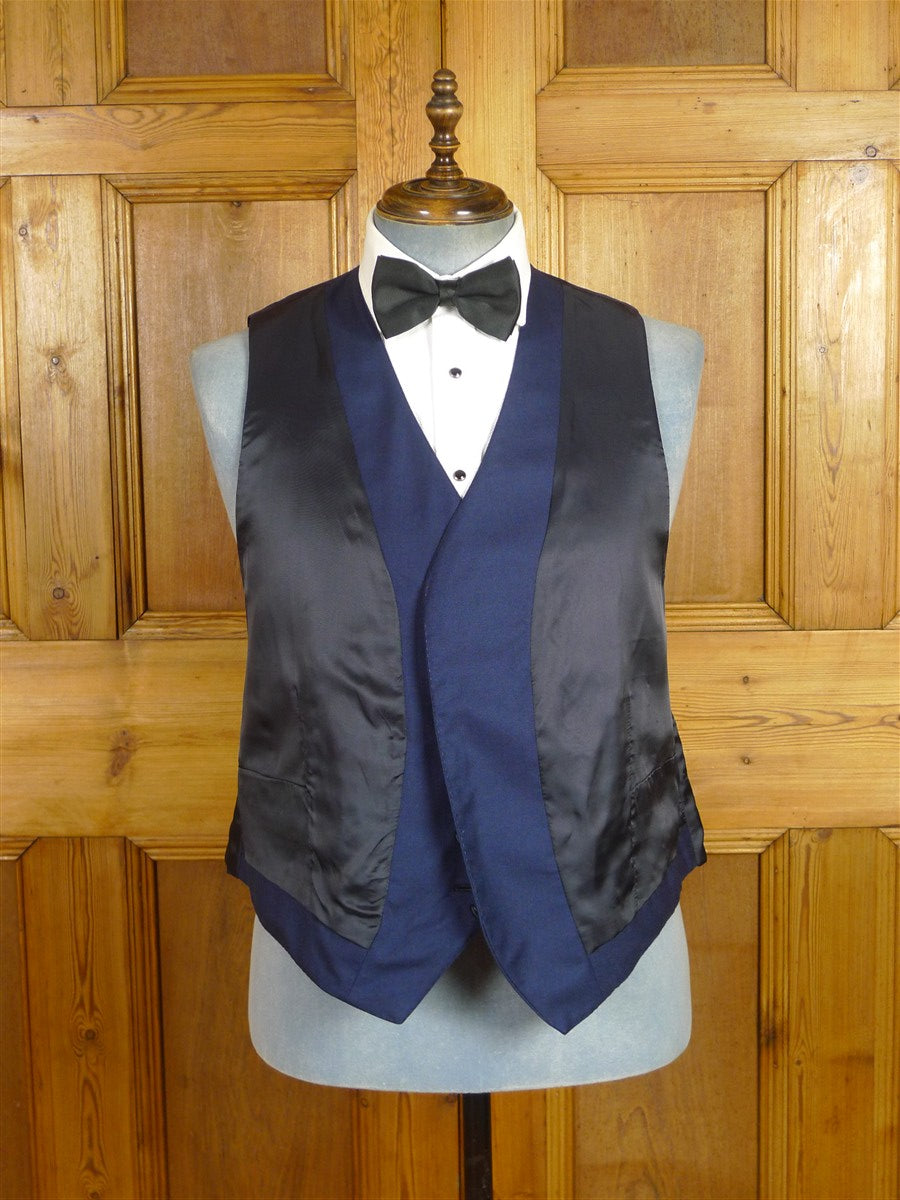 26/0104 immaculate italian bespoke blue wool & cashmere 3-piece evening dinner suit 42 short to regular