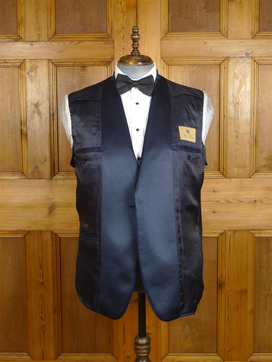 26/0104 immaculate italian bespoke blue wool & cashmere 3-piece evening dinner suit 42 short to regular