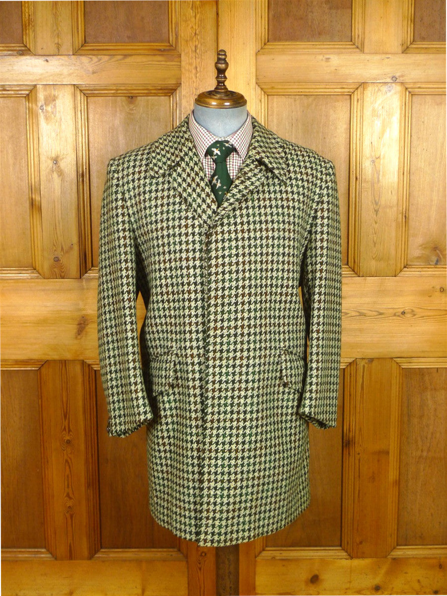 26/0091 fabulous 1960s vintage crombie wool large houndstooth check tweed coat overcoat 42-44