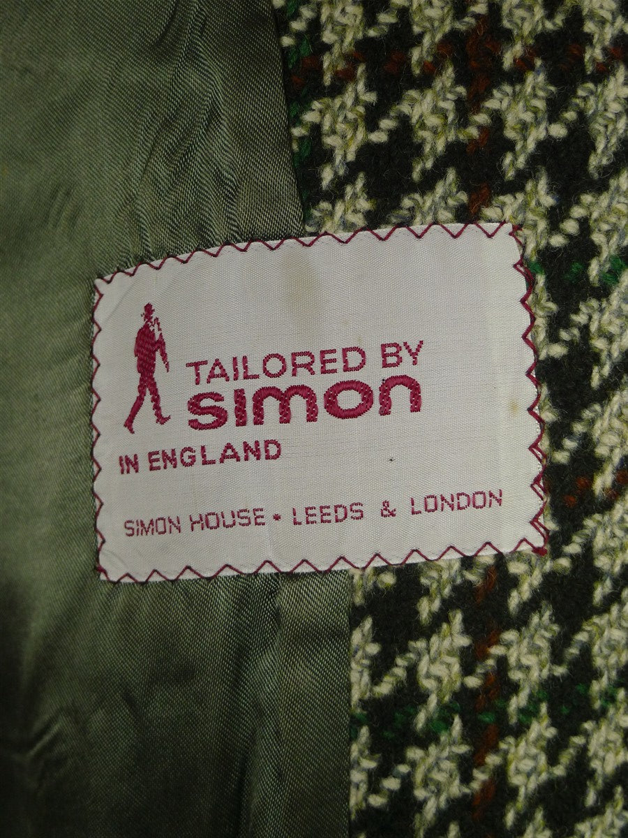 26/0091 fabulous 1960s vintage crombie wool large houndstooth check tweed coat overcoat 42-44