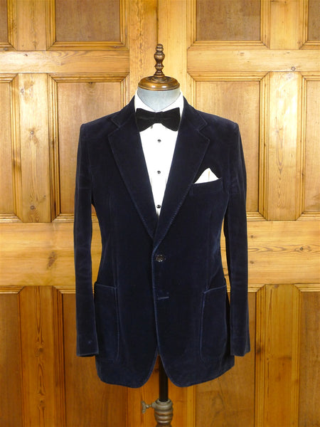 26/0083 vintage 1970s st michael black & gold lapel blue velvet evening jacket 40 regular