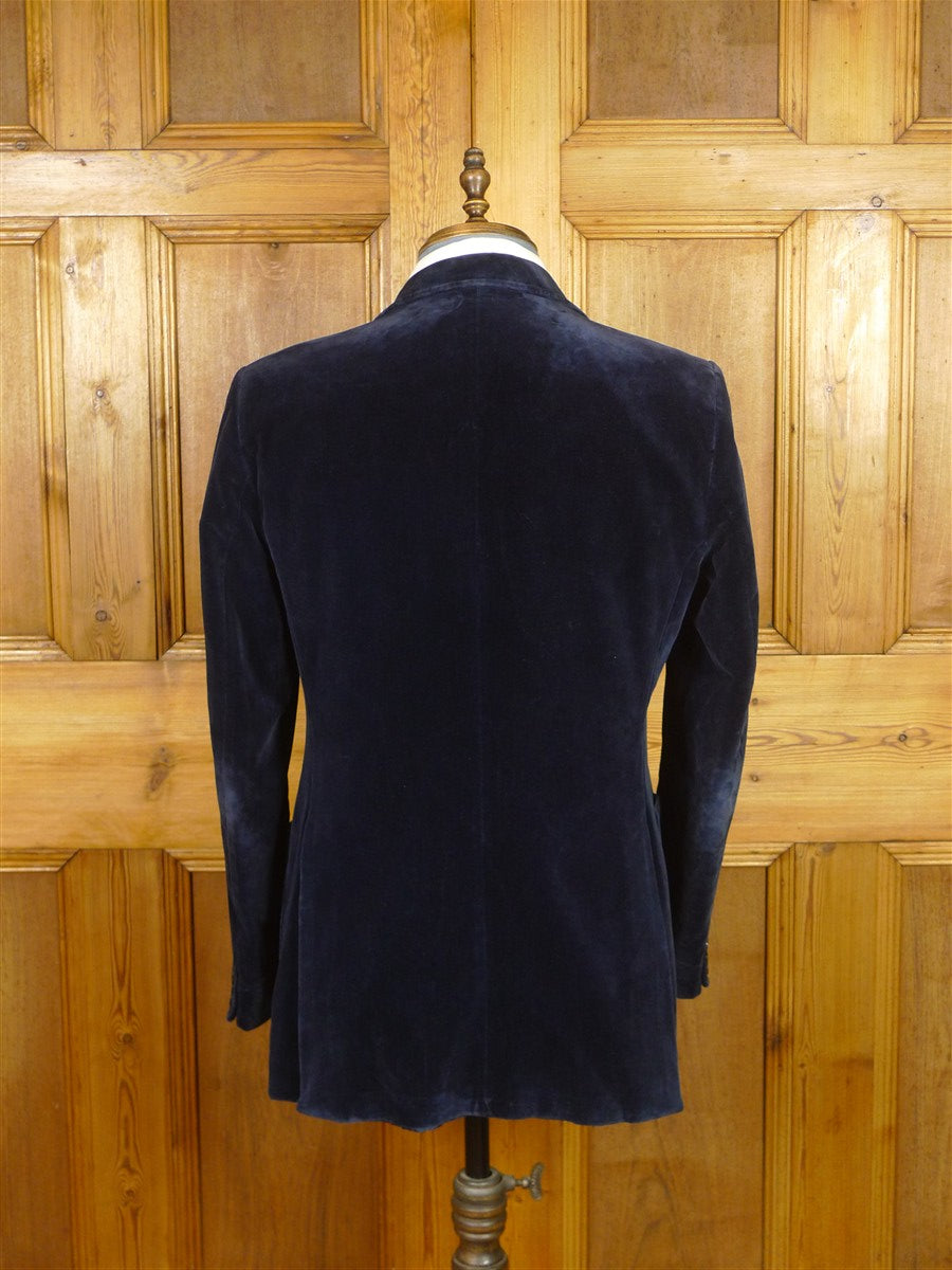 26/0083 vintage 1970s st michael black & gold lapel blue velvet evening jacket 40 regular