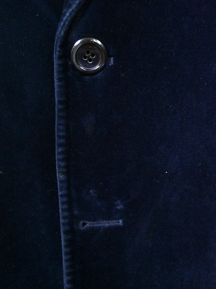 26/0083 vintage 1970s st michael black & gold lapel blue velvet evening jacket 40 regular