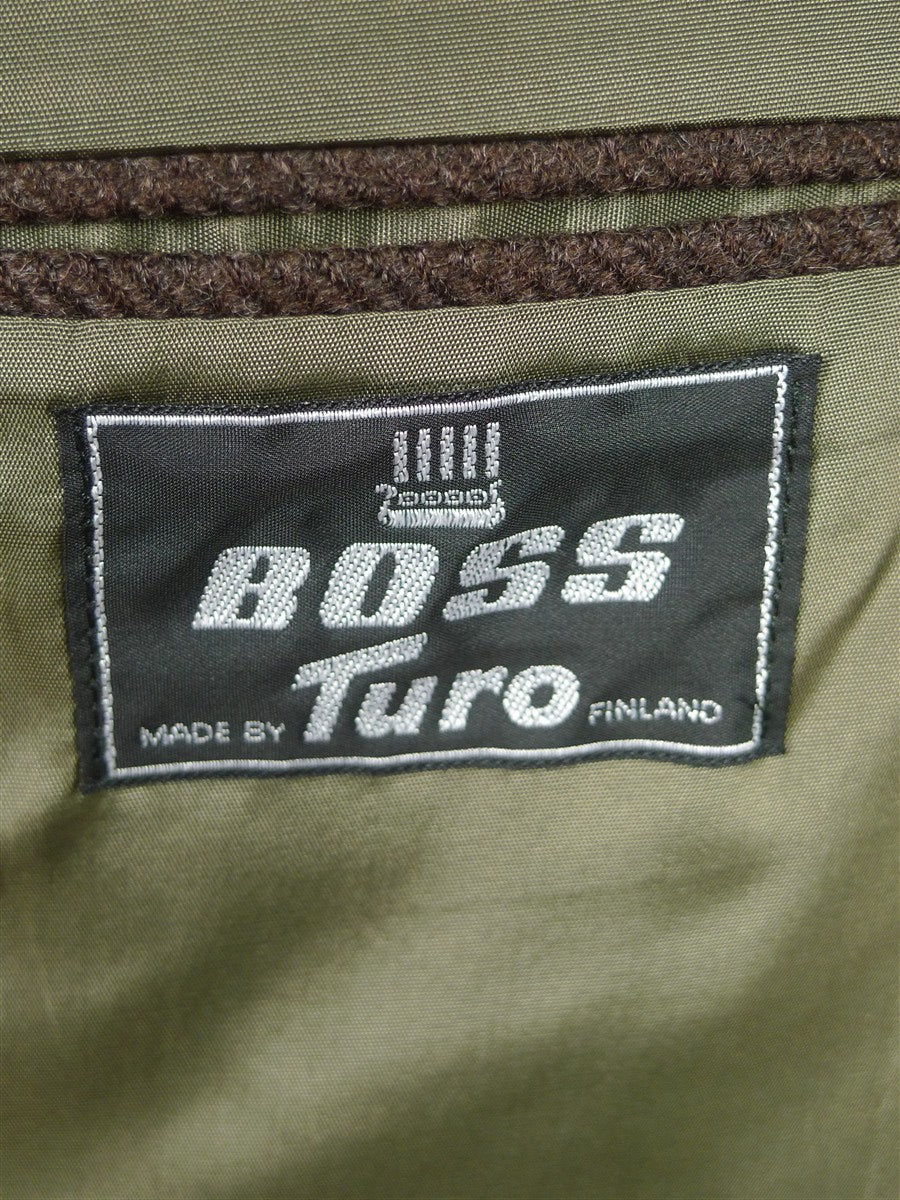 26/0086 immaculate vintage 100% wool tweed twill brown patch pocket sports jacket blazer 40 regular