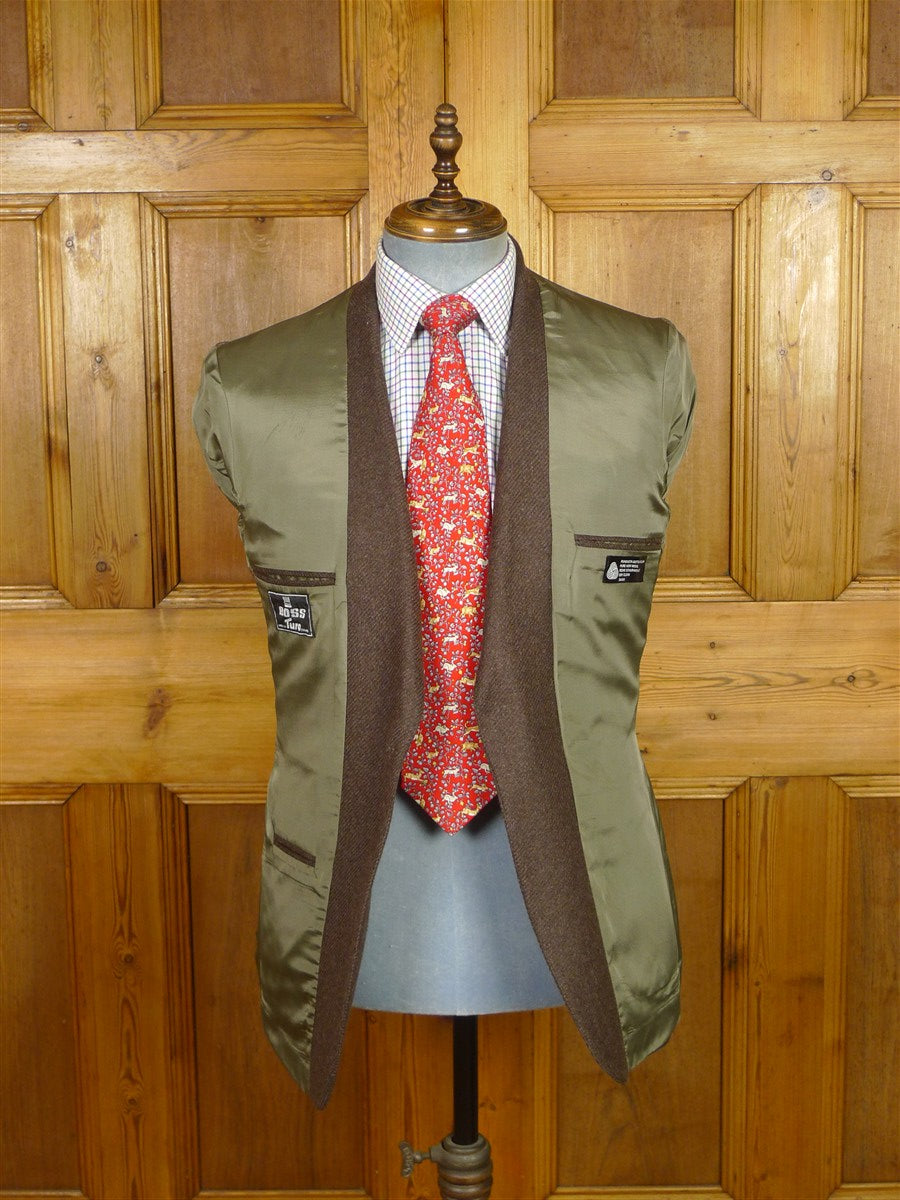 26/0086 immaculate vintage 100% wool tweed twill brown patch pocket sports jacket blazer 40 regular