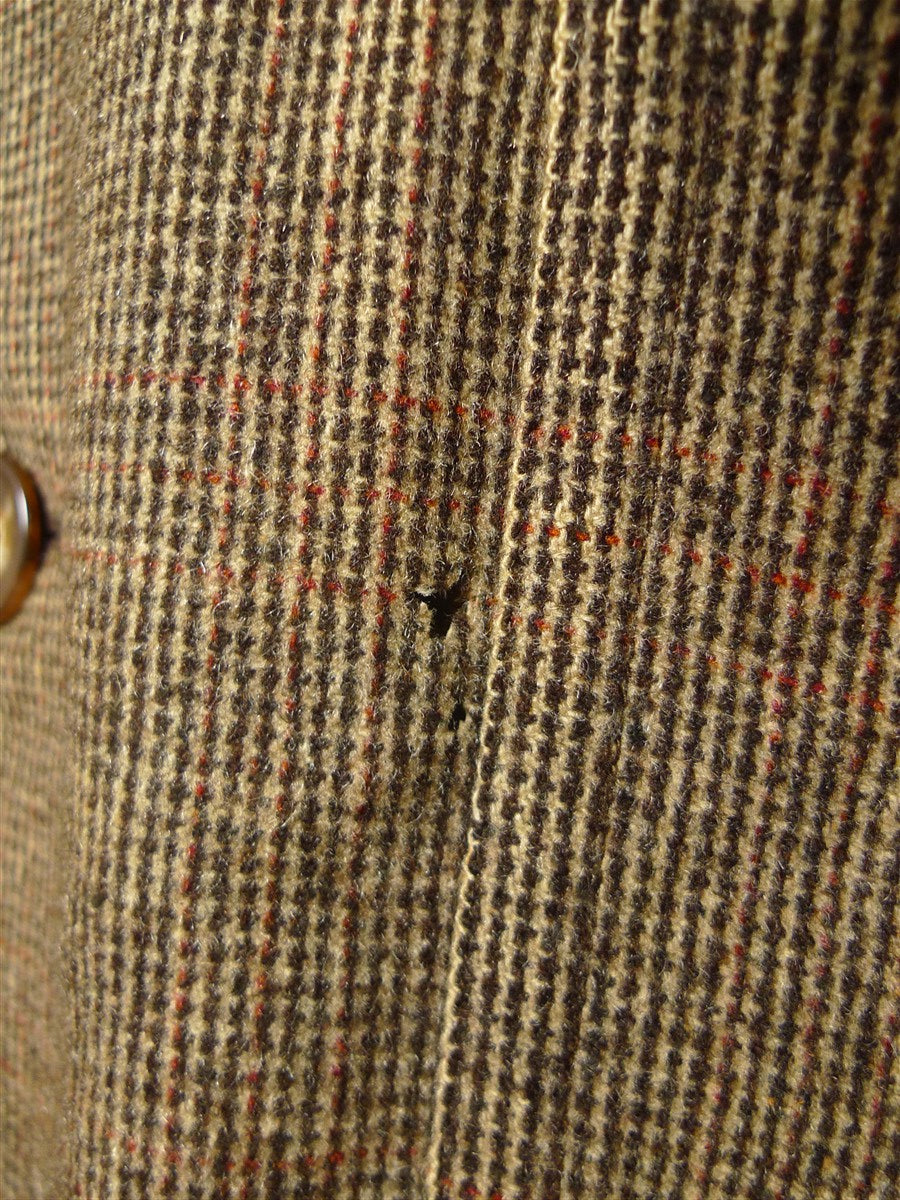 26/0101 genuine 1940s cc41 utility mark ww2 era brown tweed patch pocket overcoat 38