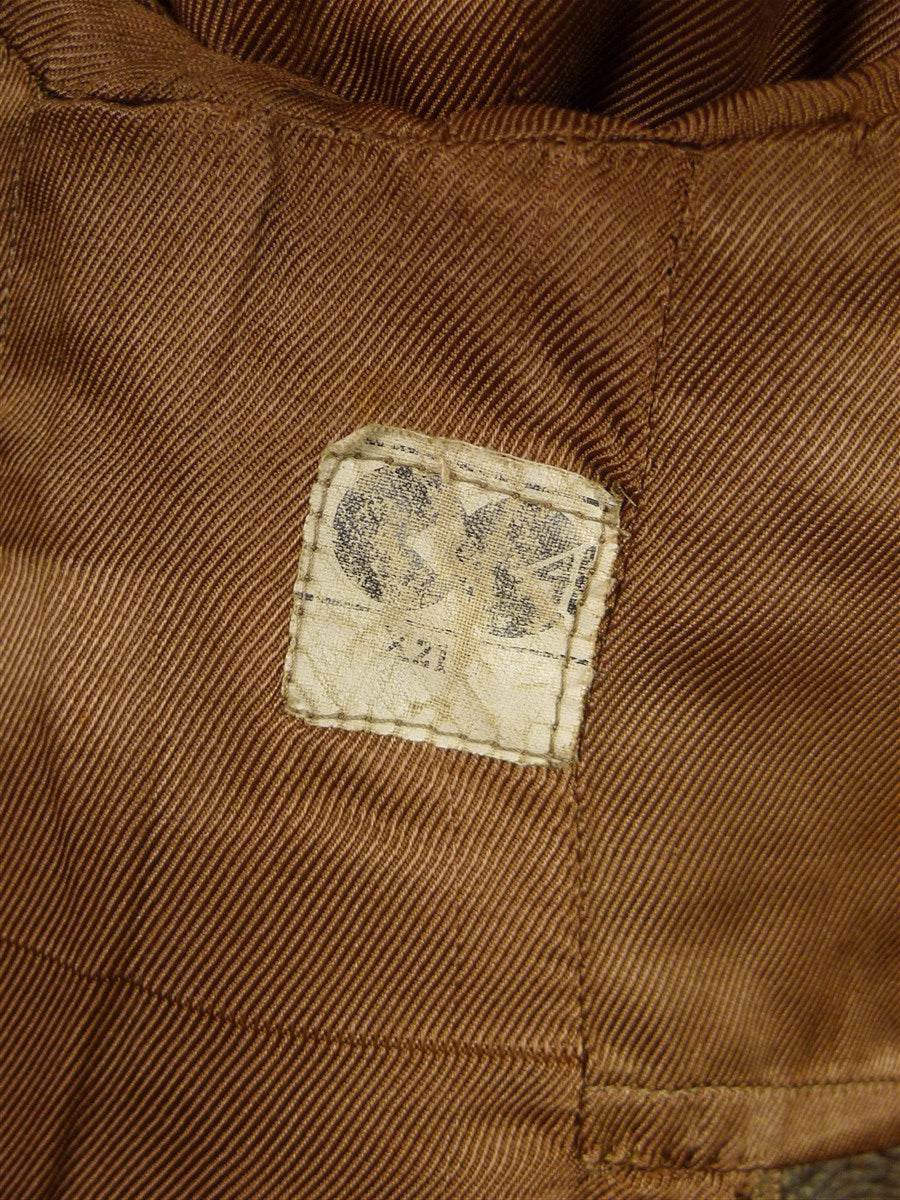26/0101 genuine 1940s cc41 utility mark ww2 era brown tweed patch pocket overcoat 38