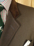 26/0093 near immaculate vintage harvie & hudson brown lambswool covert coat overcoat w/ velvet collar 44-45