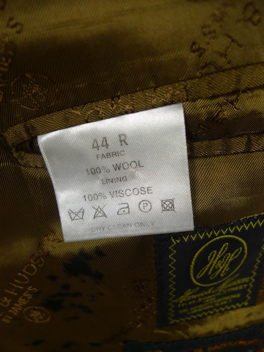 26/0093 near immaculate vintage harvie & hudson brown lambswool covert coat overcoat w/ velvet collar 44-45