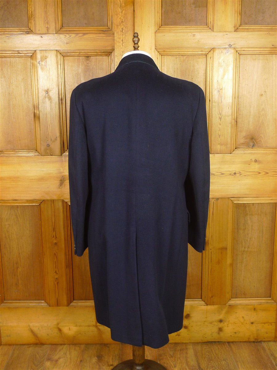 26/0094 immaculate vintage crombie navy blue fly-front wool overcoat 43-44