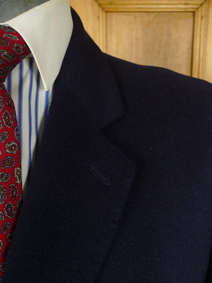 26/0094 immaculate vintage crombie navy blue fly-front wool overcoat 43-44