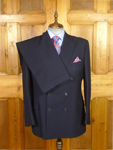 26/0106 near immaculate vintage hackett navy blue d/b worsted & mohair suit 43 regular