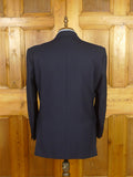 26/0106 near immaculate vintage hackett navy blue d/b worsted & mohair suit 43 regular