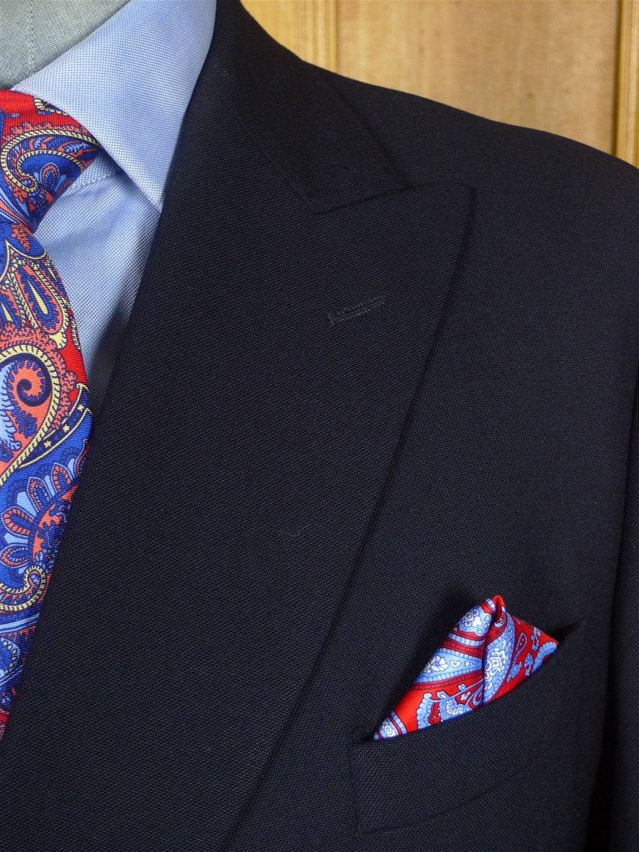 26/0106 near immaculate vintage hackett navy blue d/b worsted & mohair suit 43 regular