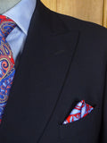 26/0106 near immaculate vintage hackett navy blue d/b worsted & mohair suit 43 regular