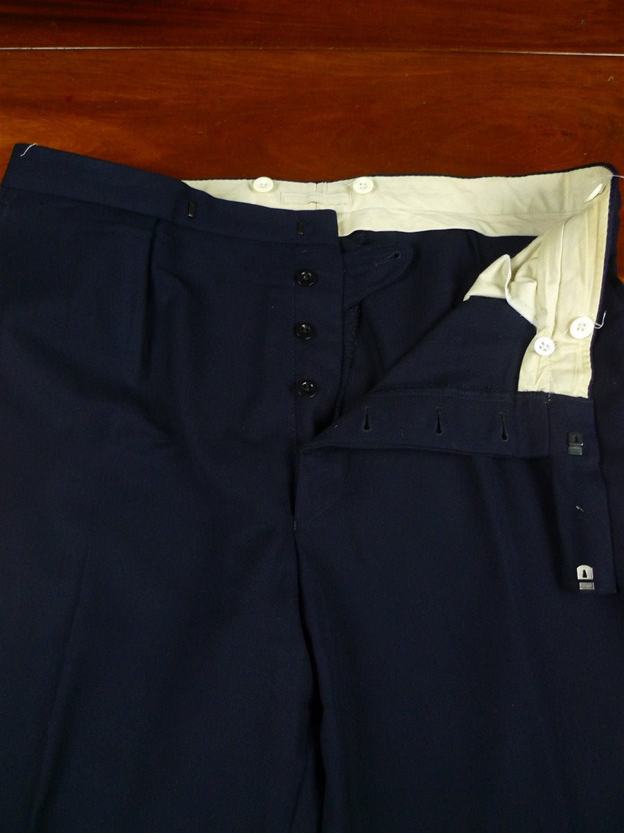 26/0106 near immaculate vintage hackett navy blue d/b worsted & mohair suit 43 regular