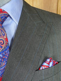 26/0105 near mint 2011 maurice sedwell svile row bespoke grey herringbone / royal blue pin-stripe merino wool 2-piece suit 42 regular