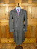 26/0097 immaculate vintage british grey herringbone wool chesterfield coat overcoat 45 regular