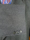26/0097 immaculate vintage british grey herringbone wool chesterfield coat overcoat 45 regular