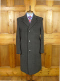 26/0095 immaculate vintage heavyweight crombie grey textured wool overcoat 42