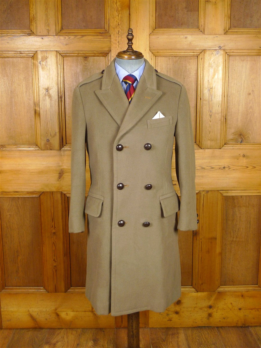 26/0102 near immaculate bespoke tailor extra-heavyweight crombie melton wool d/b british warm overcoat coat 38-39