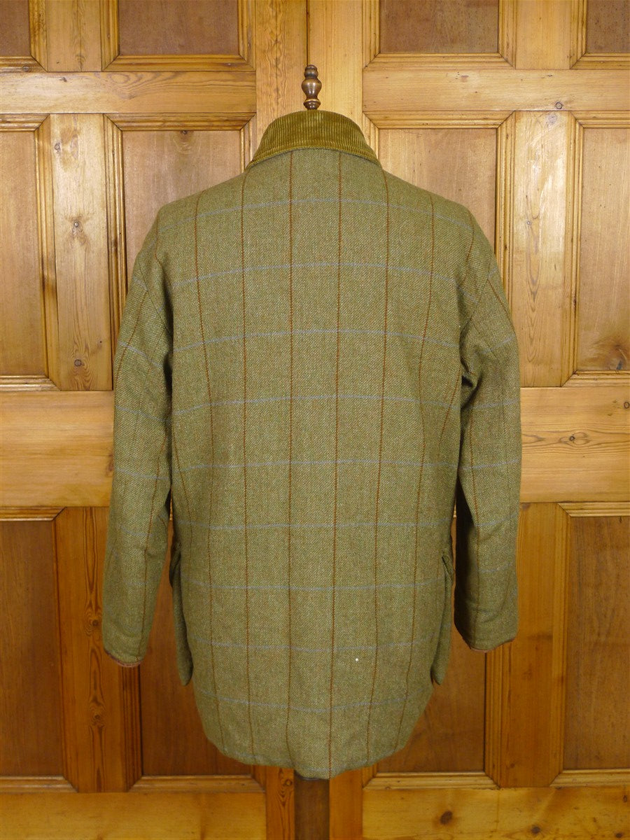 26/0098 superb vintage norton field sports (norton & son) savile row bespoke green wp check shooting field coat 42