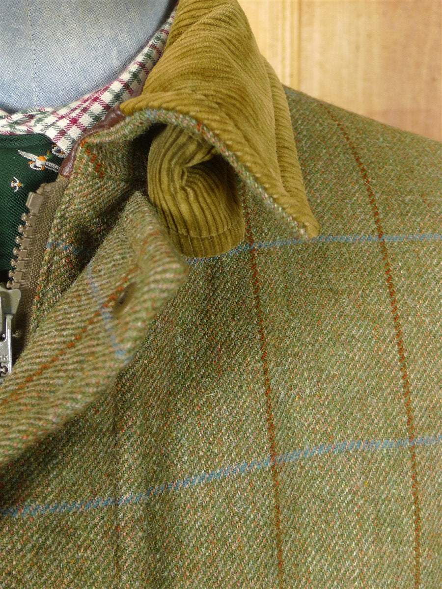 26/0098 superb vintage norton field sports (norton & son) savile row bespoke green wp check shooting field coat 42
