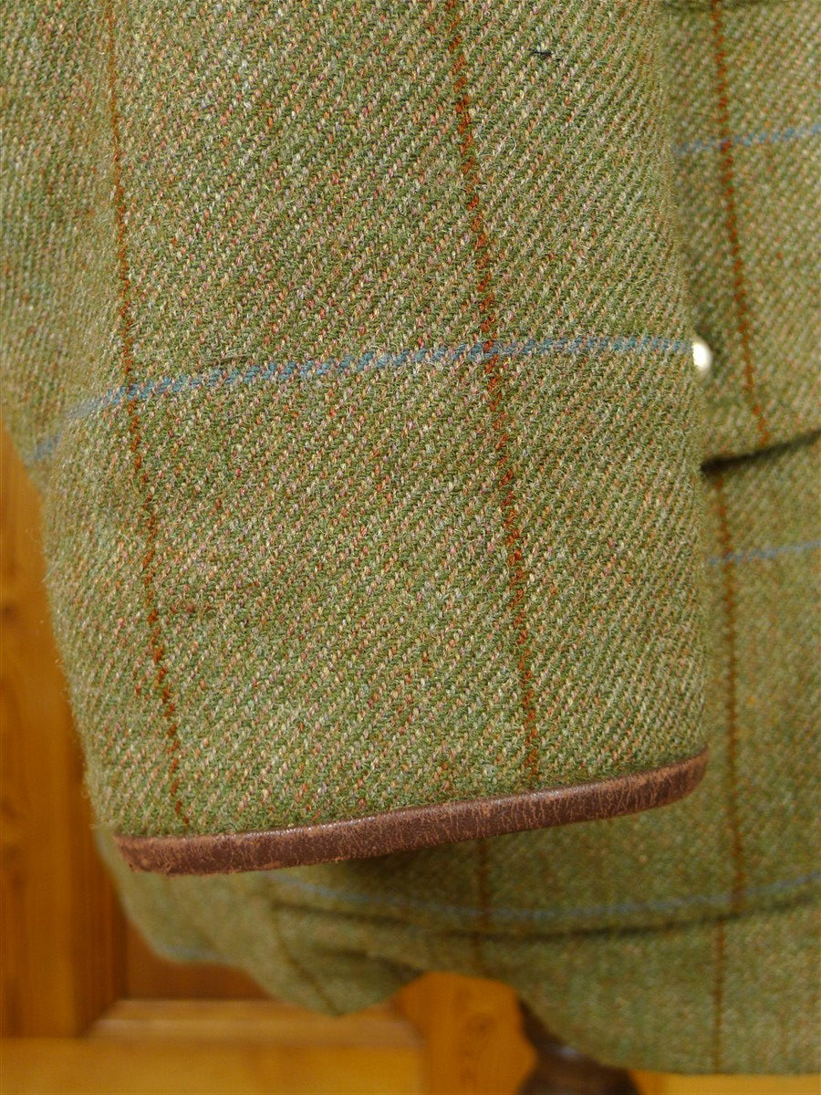 26/0098 superb vintage norton field sports (norton & son) savile row bespoke green wp check shooting field coat 42