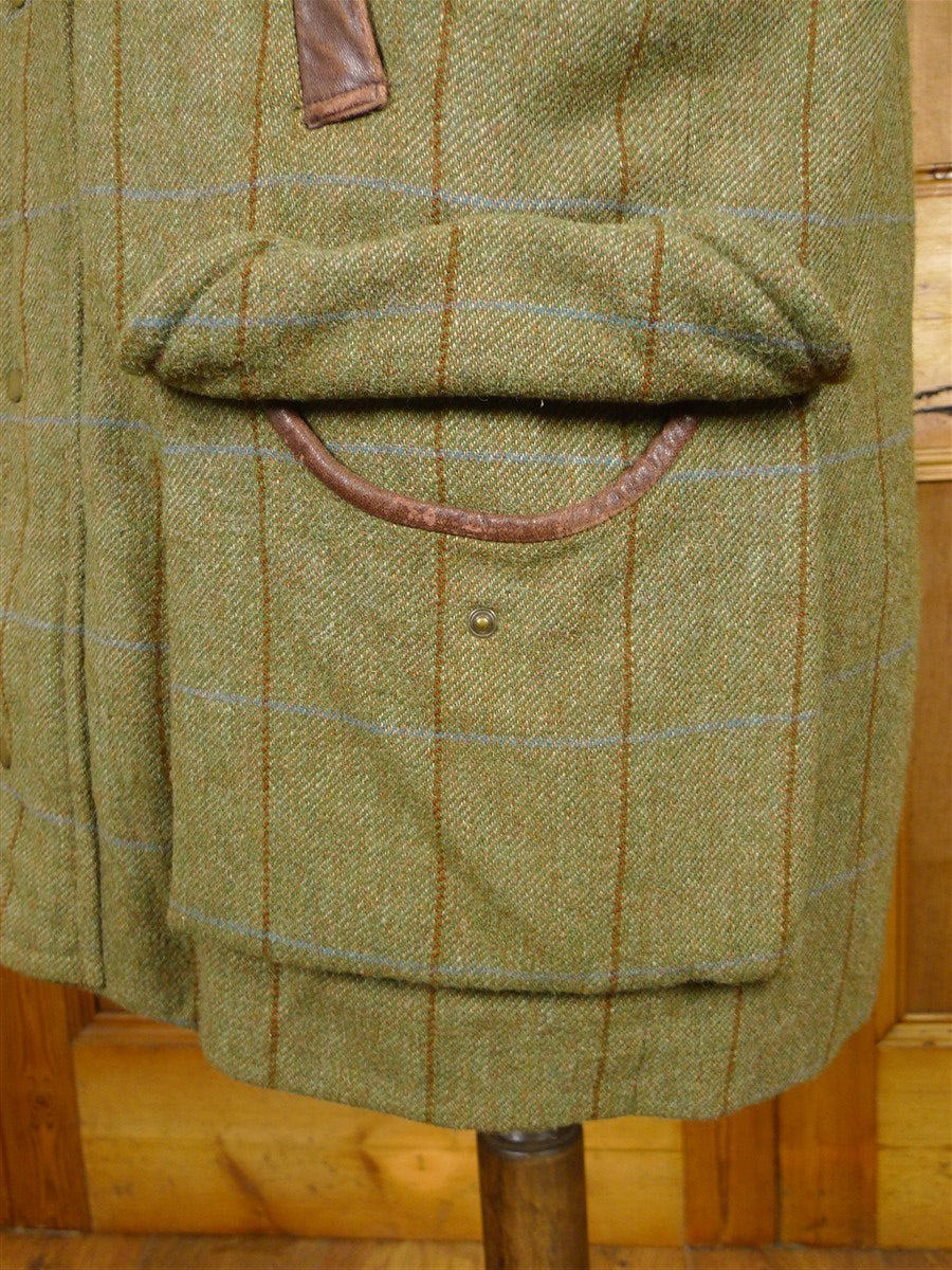 26/0098 superb vintage norton field sports (norton & son) savile row bespoke green wp check shooting field coat 42