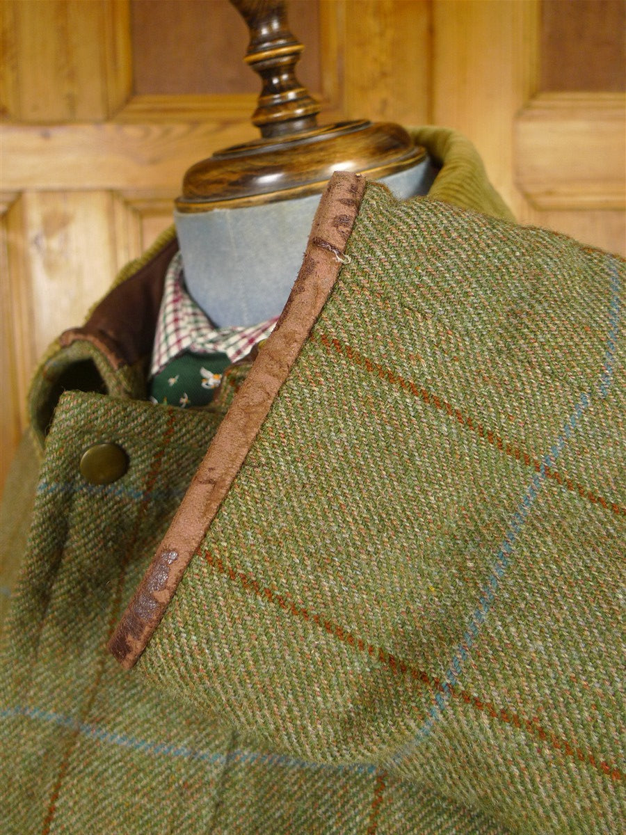 26/0098 superb vintage norton field sports (norton & son) savile row bespoke green wp check shooting field coat 42