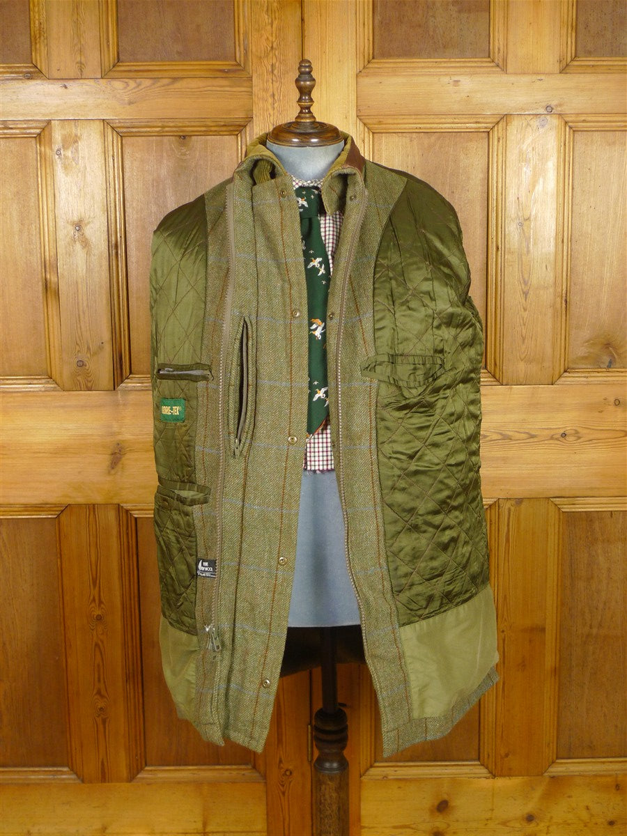 26/0098 superb vintage norton field sports (norton & son) savile row bespoke green wp check shooting field coat 42