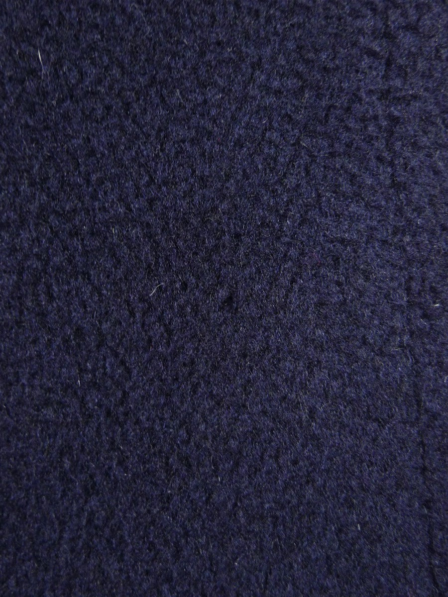 26/0099 beautiful 1950s 1960s vintage extra-heavyweight navy blue textured crombie wool overcoat w/ velvet collar 42