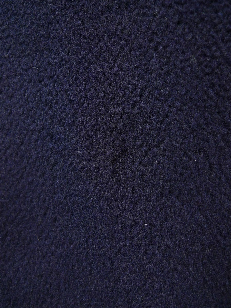 26/0099 beautiful 1950s 1960s vintage extra-heavyweight navy blue textured crombie wool overcoat w/ velvet collar 42