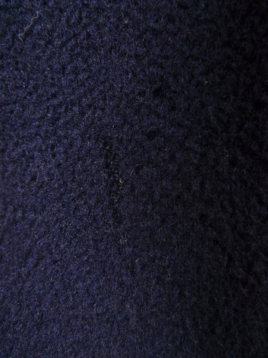 26/0099 beautiful 1950s 1960s vintage extra-heavyweight navy blue textured crombie wool overcoat w/ velvet collar 42