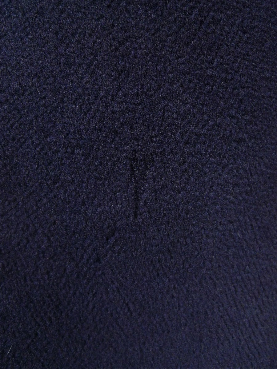 26/0099 beautiful 1950s 1960s vintage extra-heavyweight navy blue textured crombie wool overcoat w/ velvet collar 42