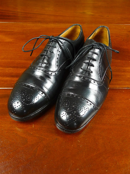 26/0081 edward green custom grade black leather brogue shoe uk 7.5
