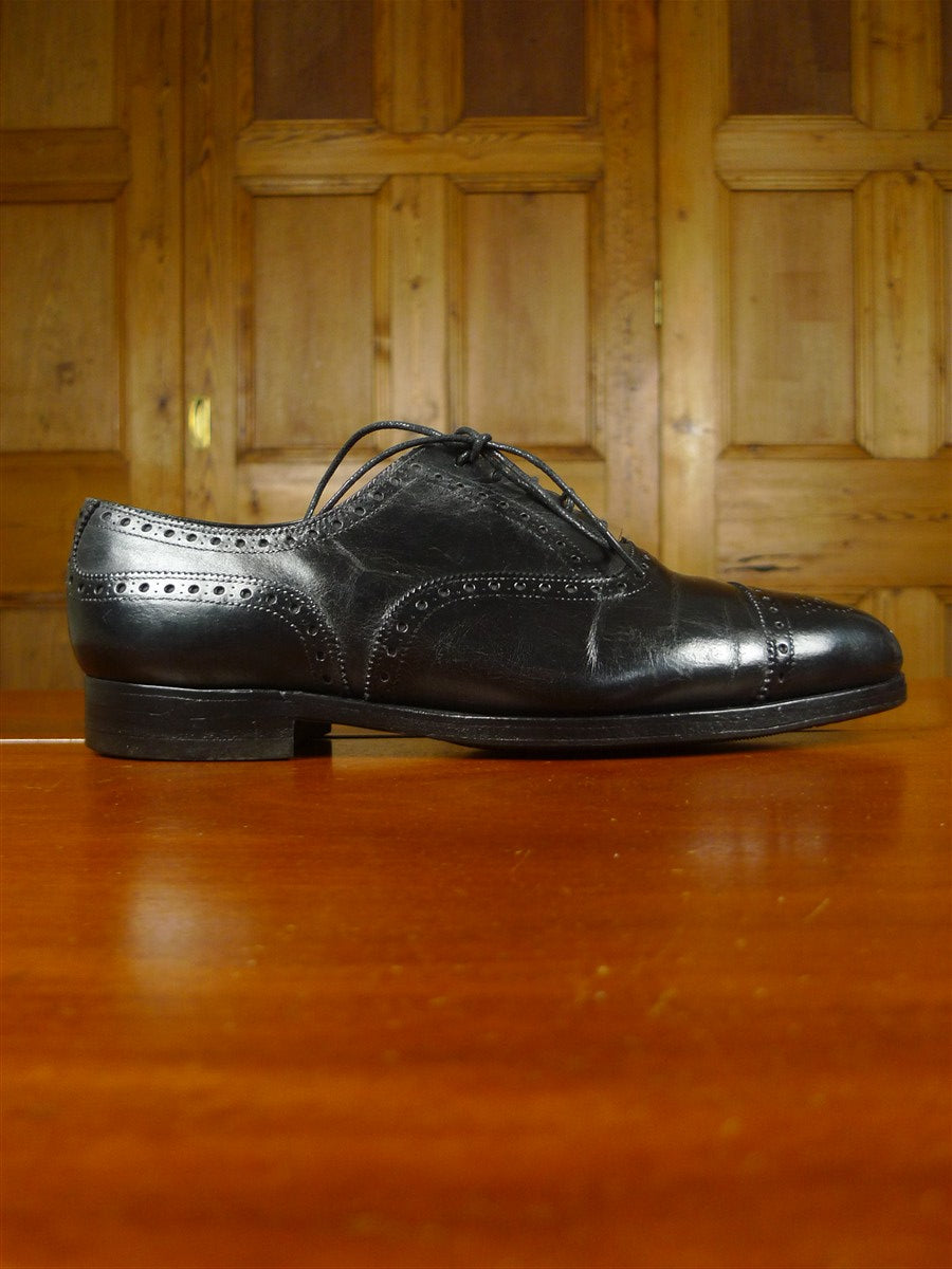 26/0081 edward green custom grade black leather brogue shoe uk 7.5
