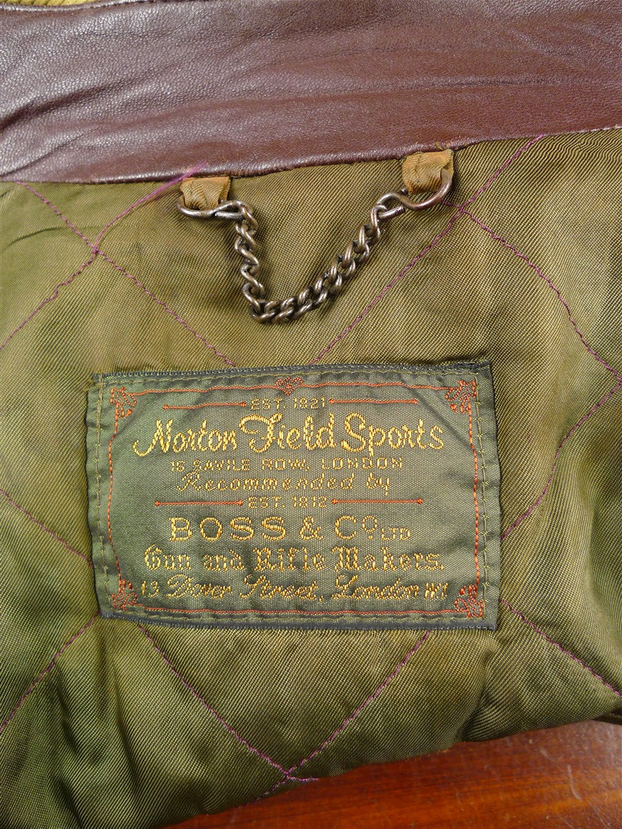 26/0098 superb vintage norton field sports (norton & son) savile row bespoke green wp check shooting field coat 42