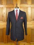 26/0114 italian lh napoli bespoke navy blue herringbone wool worsted wool suit w/ contrast linings 38 regular to long
